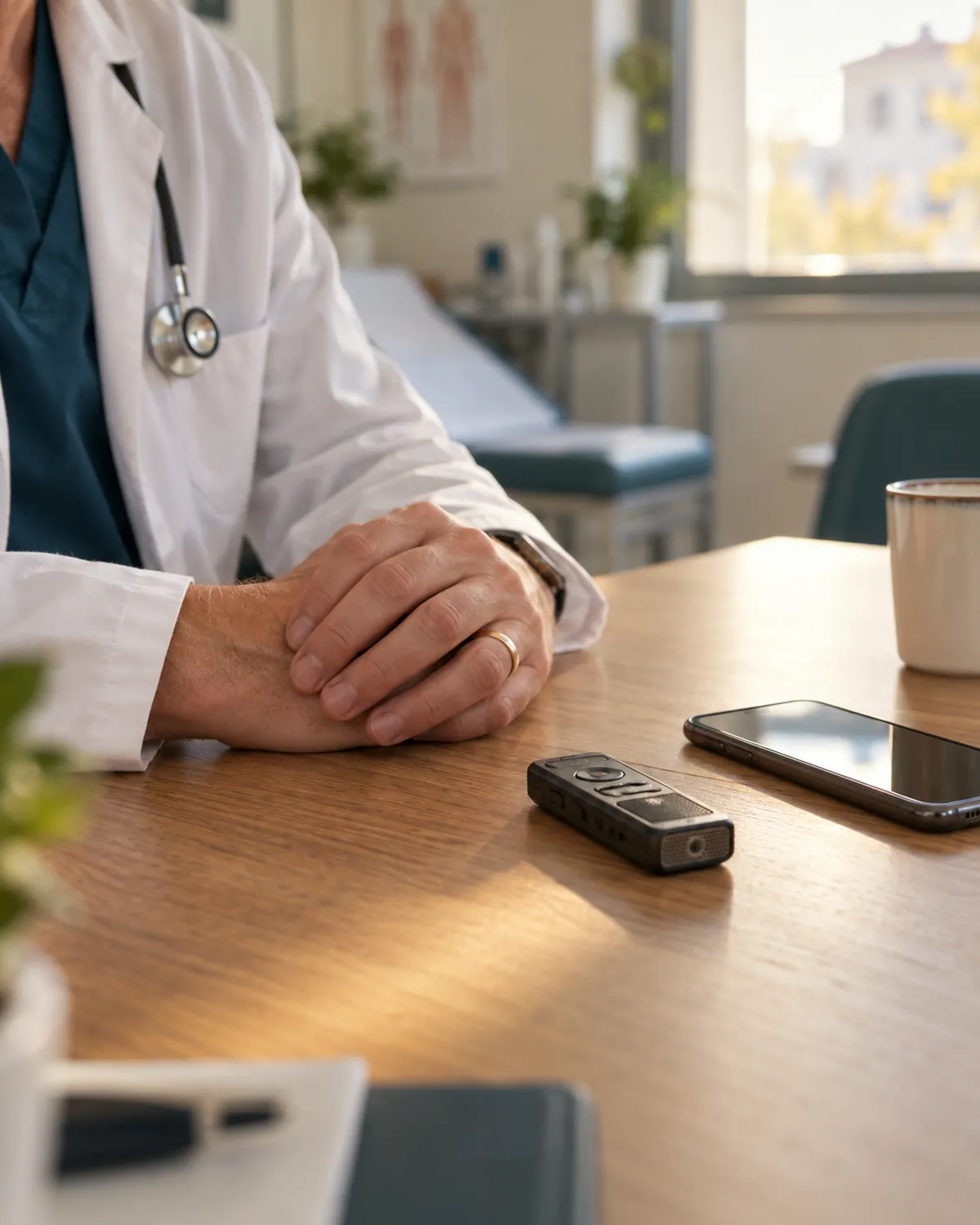 A doctor jots down a few notes while talking with her patient