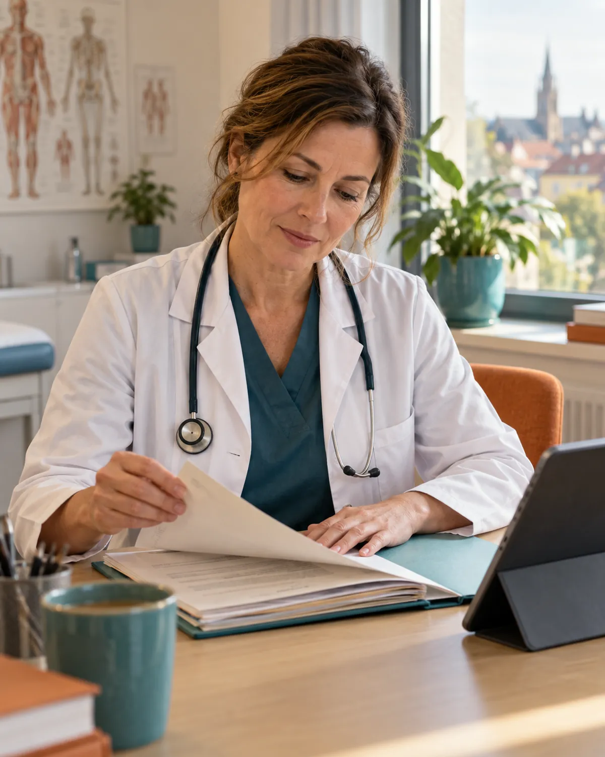 A doctor reviews a patient’s full record on a tablet
